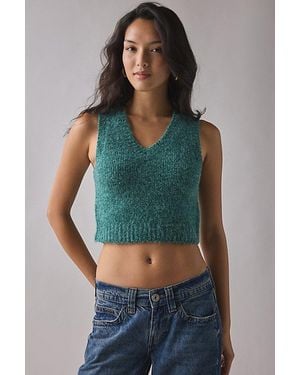 BDG Dealer V-Neck Cropped Sweater Vest - Blue