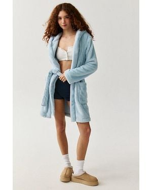 UGG Aarti Plush Fleece Hooded Robe - Blue