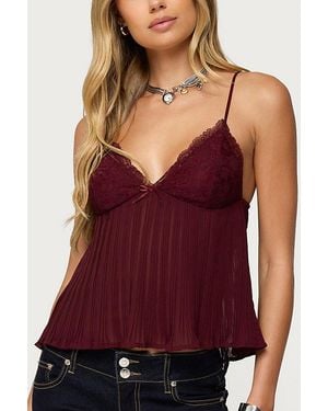 Edikted Rhian Lacey Pleated Babydoll Top - Purple