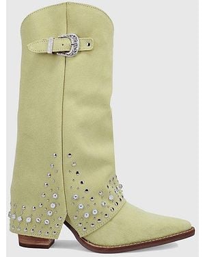 Dingo Howdy Honey Suede Foldover Cowboy Boot - Green