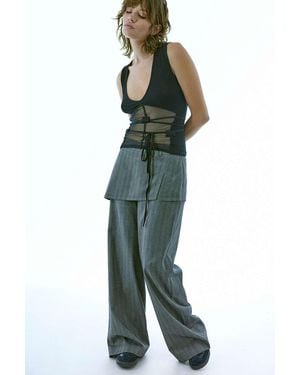 Urban Outfitters Dad Stripe La Lune Skirt Over Trousers - Green
