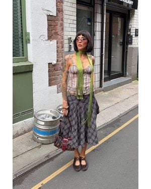 Urban Outfitters Uo Olga Check Hitched Midi Skirt - Grey