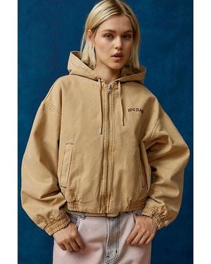 BDG Mini Sk8 Canvas Hooded Cropped Jacket - Blue