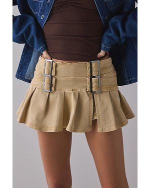 BDG Double Trouble Belted Denim Micro Mini Skort - Blue