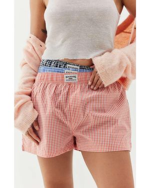 BDG Gingham Boxer Shorts - Pink