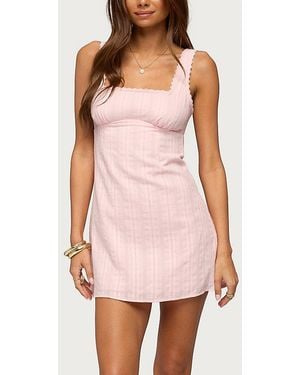 Edikted Citrina Lacey Striped Mini Dress - Pink