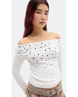 Minga Off-white Romi Mixed Stud Top
