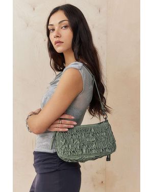 Urban Outfitters Uo Ruched Faux Leather Small Shoulder Bag - Green