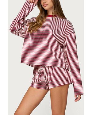 Edikted Jaine Striped Drawstring Shorts - Red