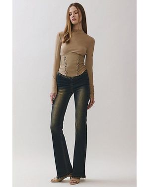 Personal Code Zylah Frayed Ruch Flared Denim Pants - Blue
