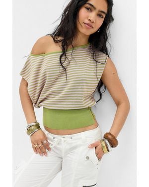 Urban Outfitters Uo Shay Off-shoulder Button Top At - Green