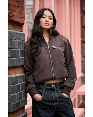 BDG Rueben Faux Suede Bomber Jacket - Grey