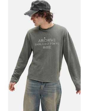 Urban Outfitters Uo Charcoal Archive Slub Long Sleeve T-shirt - Grey