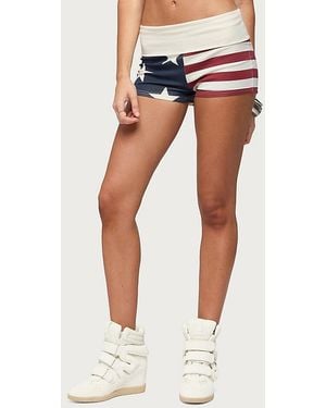 Edikted Usa Foldover Shorts - Blue