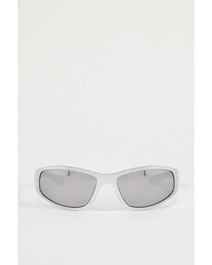 iets frans... Silver Sports Wrap Sunglasses - White