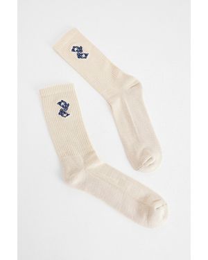 Urban Outfitters Uo Ecru Koi Embroidered Socks - White