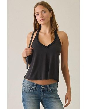 Urban Outfitters Uo Vanessa Studded Plunging V-Neck Halter Top - Blue