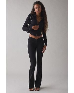 Silence + Noise Hailey Zip-Up Slim Shirt Top - Black