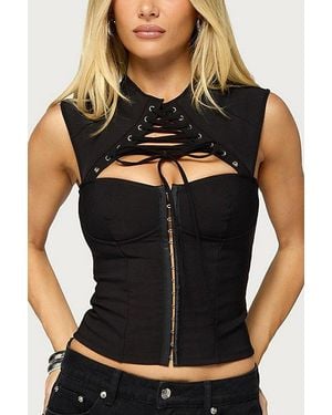 Edikted Ingi Lace Up Cutout Corset - Black