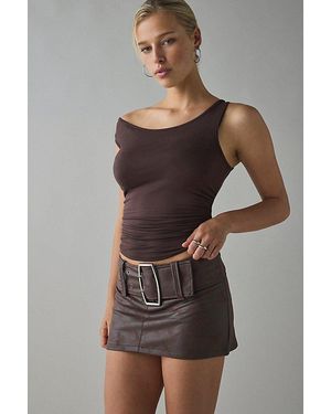 Silence + Noise Kate Faux Suede Belted Micro Mini Skort - Gray