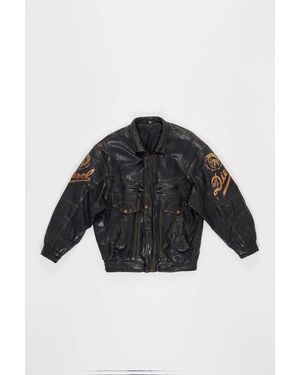 Urban Renewal One-of-a-kind Diesel Leather Bomber Jacket - Black