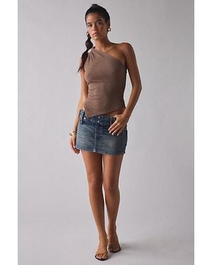 Vintage & ReMADE by UO Remade By Uo Remnants Twisted One-Shoulder Asymmetrical Top - Gray