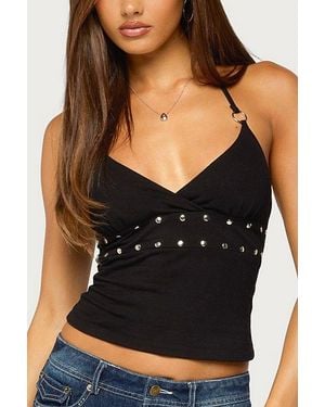 Edikted Kairy Studded Halter Top - Black