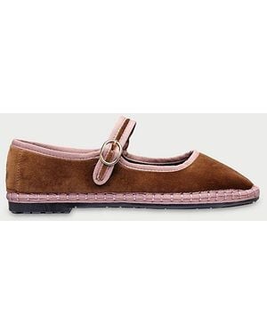 Flabelus Velvet Mary Jane Flat - Brown