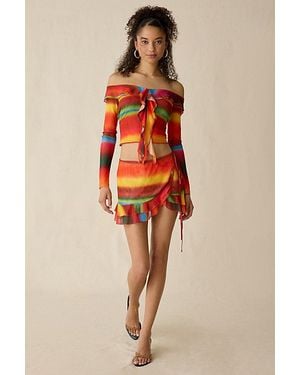 I.AM.GIA I. Am. Gia. Marishka Ruffle Mesh Wrap Mini Skirt - Orange