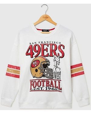 Junk Food Nfl Oversized Striped Fleece Top - White