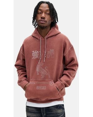 Urban Outfitters Uo Burgundy Kyoto Tiger Hoodie - Red