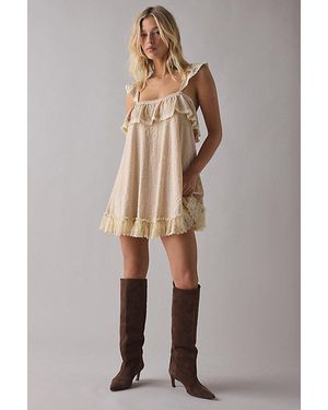 Kimchi Blue Sweet Dreaming Burnout Velvet Lace Trim Babydoll Mini Dress - Natural