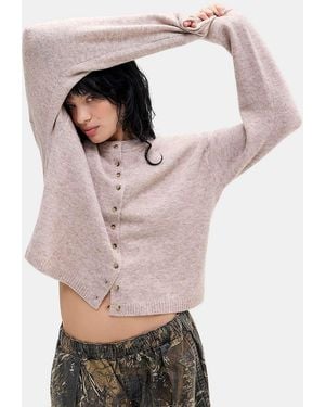Urban Outfitters Uo Marlowe Crew Cardigan - Pink