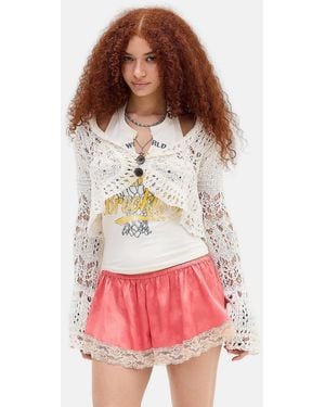 BDG Uo Palma Open Knit Cropped Cardigan - Natural