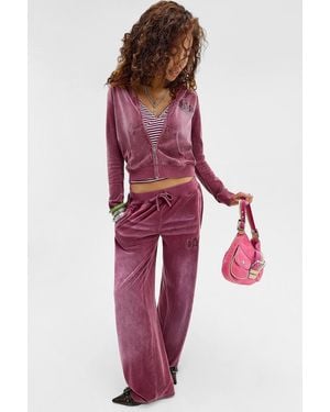 Juicy Couture Uo Exclusive Washed Velour Crop Hoodie - Red