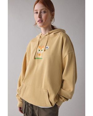 Urban Outfitters I Love Trinkets Cat Graphic Oversized Hoodie Sweatshirt - Natural