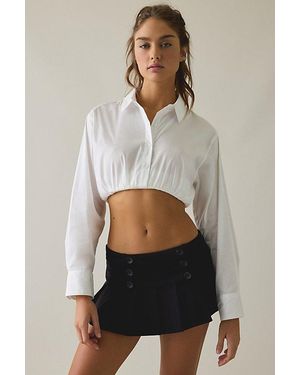 BDG The Mix Cropped Button-Down Shirt - White