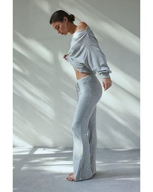 Out From Under Drawstring Waist Knit Flare Pants - Gray