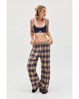 Out From Under Checked Brushed Flannel Straight Lounge Pant - Natural