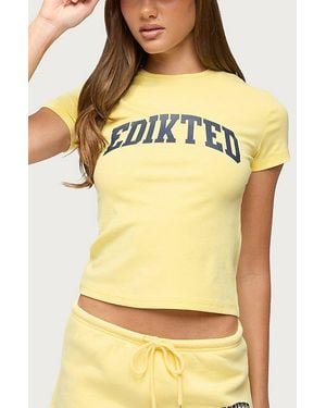 Edikted Sporty Babe T Shirt Top - Yellow