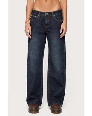 Edikted Raelynn Washed Low Rise Jeans - Blue