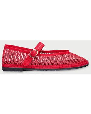 Flabelus Isabella Mesh Mary Jane Flat - Red