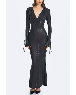 Miss Circle Ilysia Plunge Snakeskin Mermaid Dress - Blue