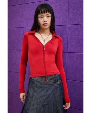 iets frans... Hallie Zip-up Long Sleeve Top - Red