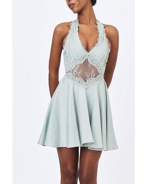 Miss Circle Rianna Crinkle Satin Halter Mini Dress - White