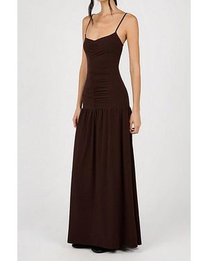 WeWoreWhat Ruched Drop Waist Maxi Dress - Brown