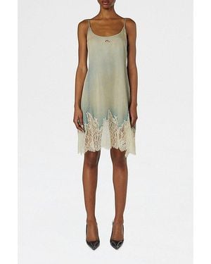 DIESEL De-Odry-Lace Trim Denim Mini Dress - Blue