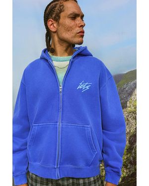 iets frans... Script Zip-through Hoodie - Blue