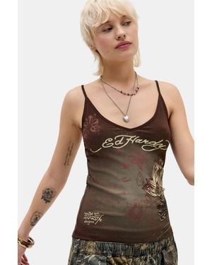 Ed Hardy Uo Exclusive Chocolate Lotus Cami - Brown