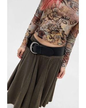 Urban Outfitters Uo Wide Leather Hip Belt - Black